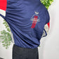 Adidas Trainingsjacke blau rot Rückansicht getragen