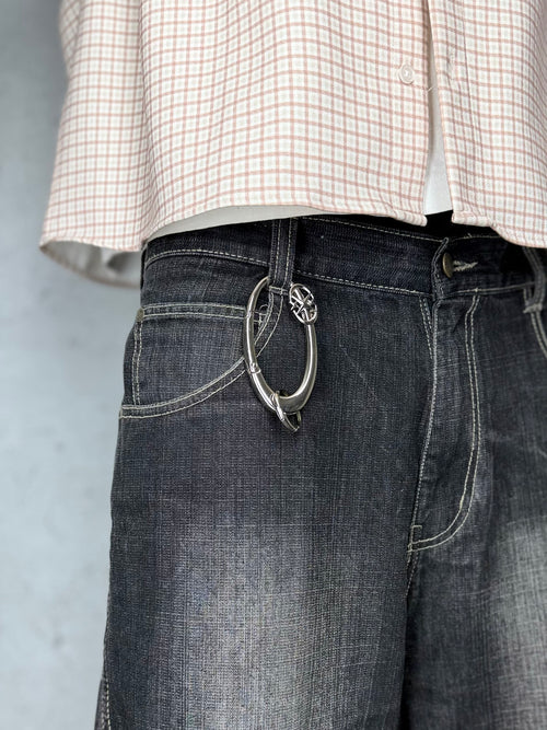 Y2K Karabiner Charm in Silber mit Stern-Design