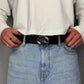 "Orbit Belt" Streetwear schwarzer Gürtel mit silber Schnalle Stern Y2K Hip Hop