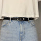 "Ellipse" Streetwear koreanischer schwarzer Gürtel mit Silber ovaler Schnalle Belt Y2K