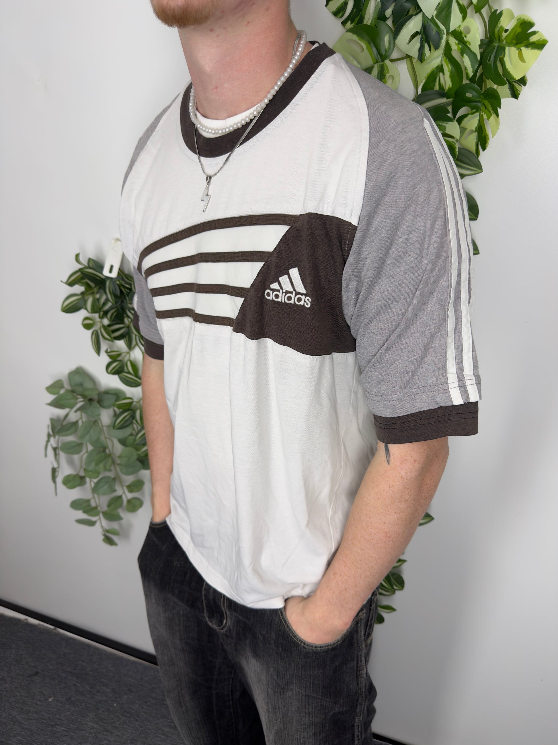 Adidas T-Shirt Weiß Braun Fitpic