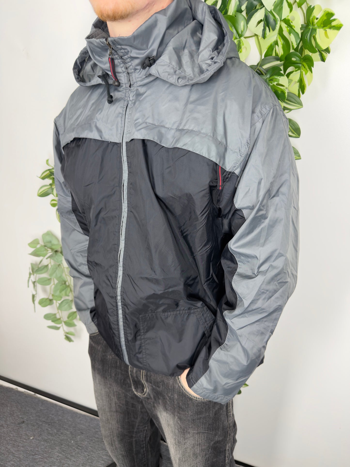 Nike vintage Windbreaker Trackjacket Jacke grau schwarz L