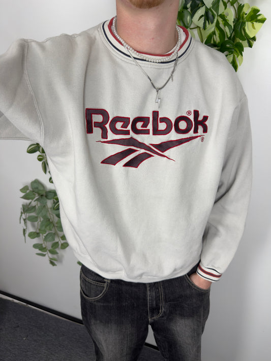 Reebok vintage Big Logo embroidery Crewneck grau M