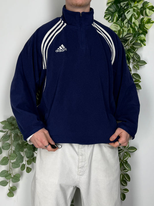 Adidas vintage warmer Fleece Zip Sweatshirt Sweater XL
