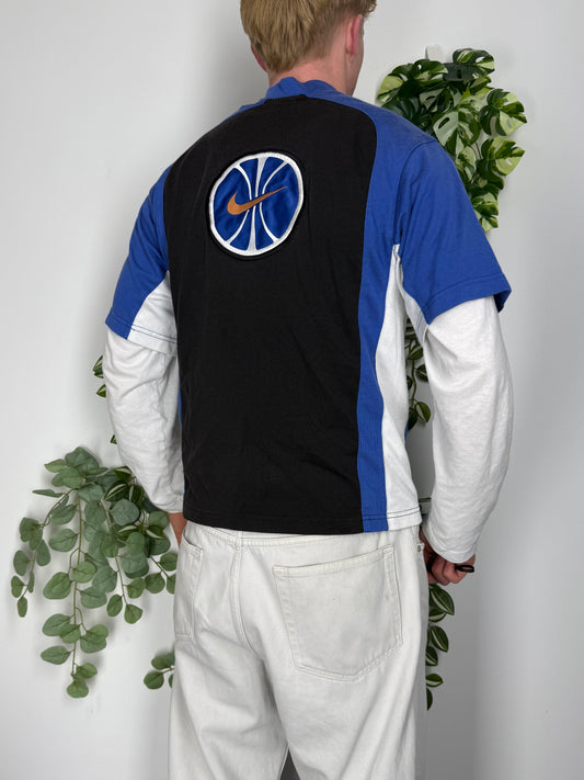 Nike vintage big Logo Basketball Shirt Zipper Jersey S