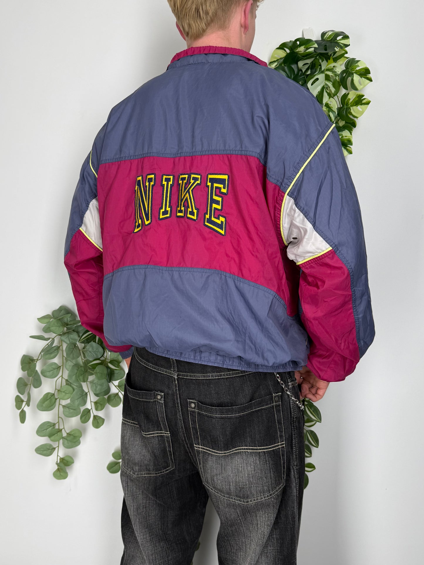 Nike vintage big Logo embroidered Spellout Trackjacket Windbreaker Jacke L