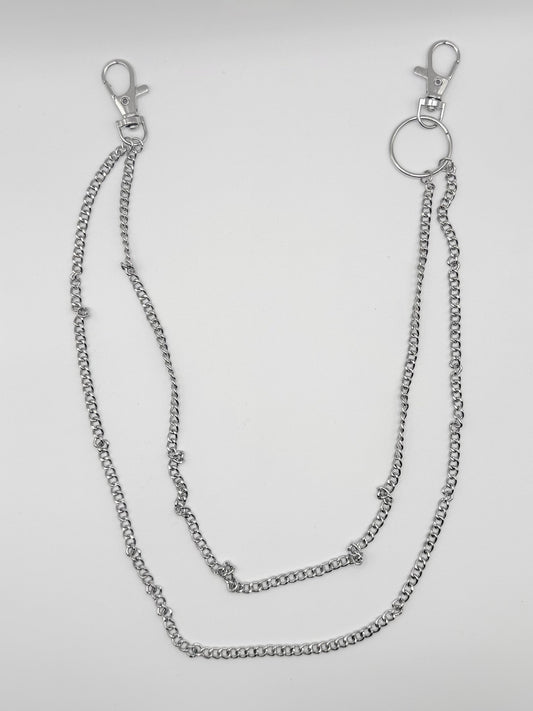 "Two-Layer" silber Hosenkette Streetwear Y2K Schmuck Fashion Accesoires