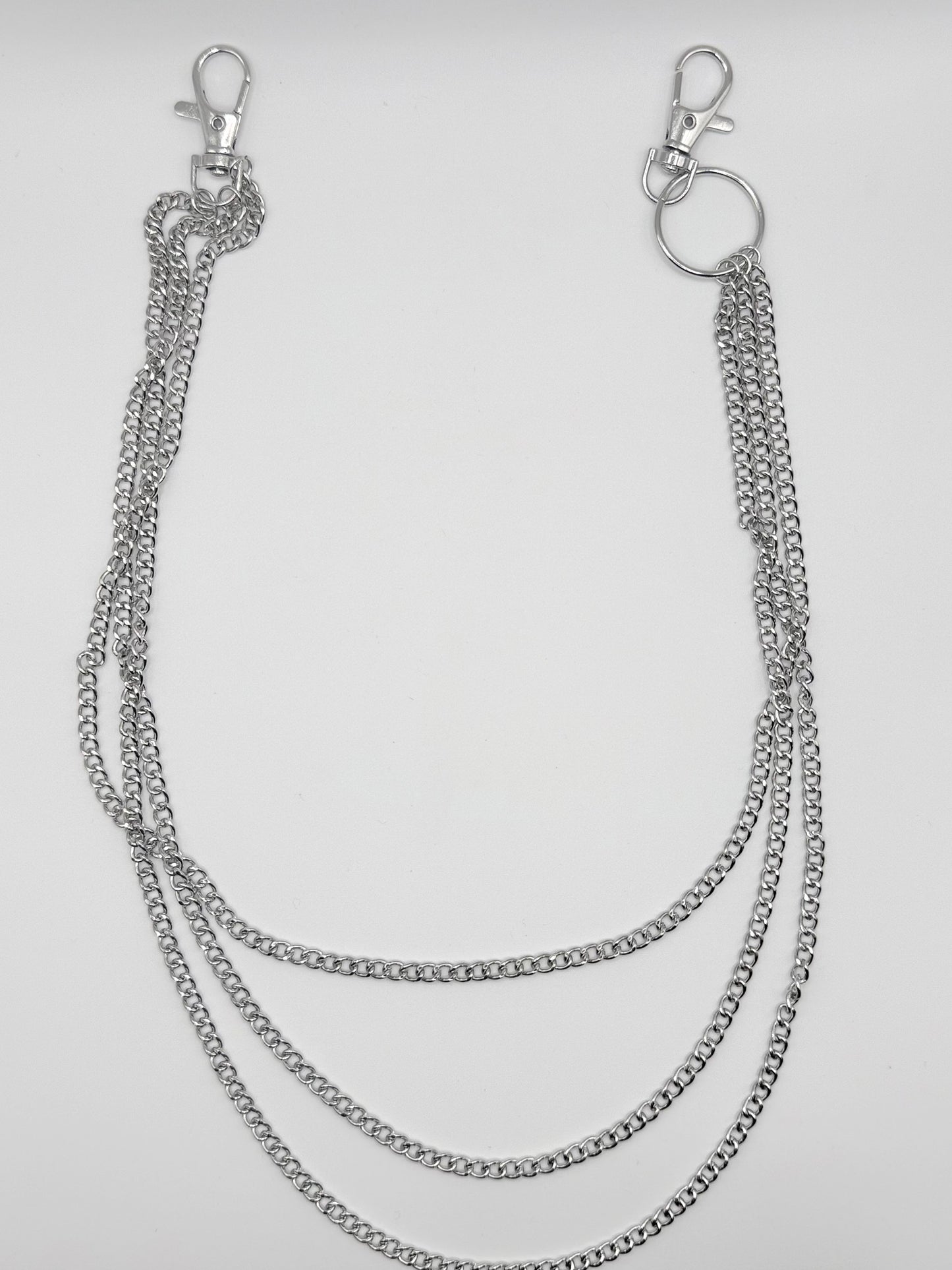 "Triple-Layer" silber Hosenkette dreireihig Streetwear Accesoires Fashion Schmuck