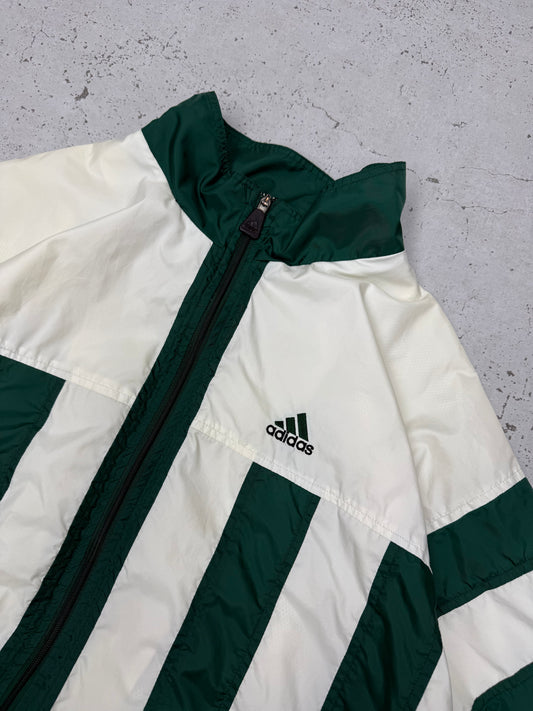 Adidas vintage Trackjacket Windbreaker Jacke weiß grün XL