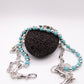 "Blue Reign" - Silberne Hosenkette mit türkisfarbenen Perlen - stylisches Accessoire Y2K