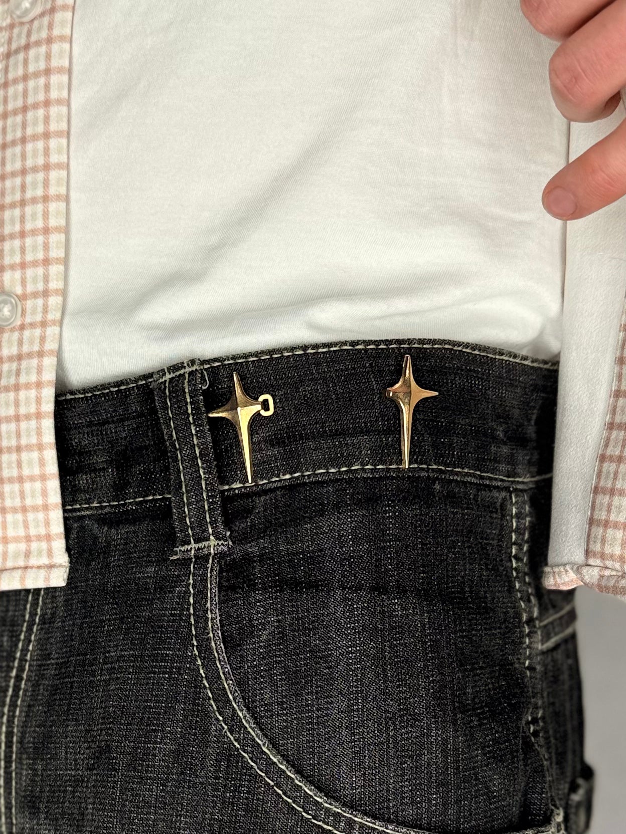 StarHold Clips Gold – 4er Set – Jeans & Jacken enger machen / croppen Y2K Gürtel