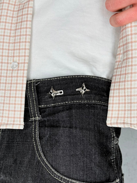 "StarLock" Streetwear silber Clips zum enger Stellen & croppen Gürtel Ersatz Y2K