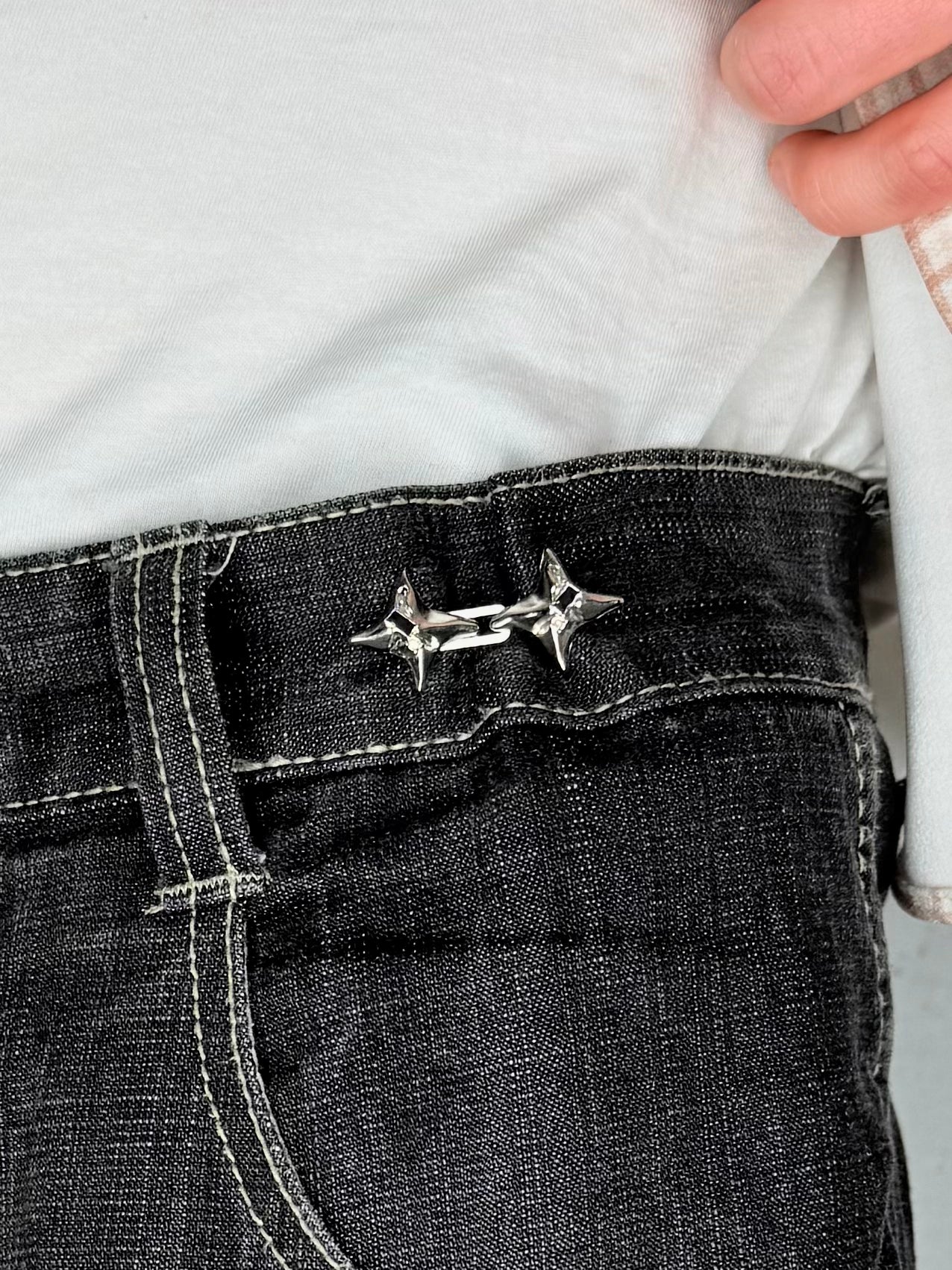 "StarLock" Streetwear silber Clips zum enger Stellen & croppen Gürtel Ersatz Y2K