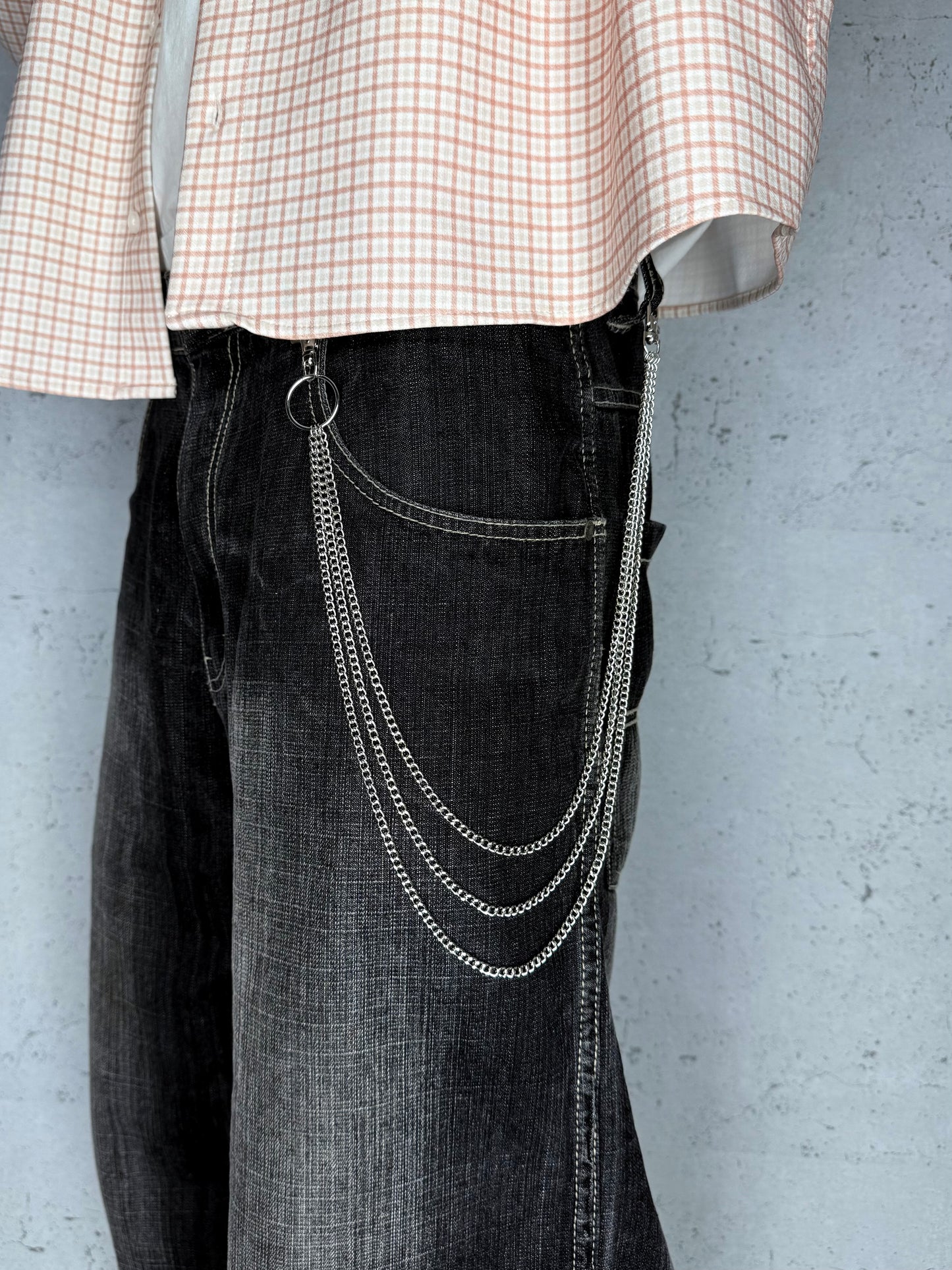 "Triple-Layer" silber Hosenkette dreireihig Streetwear Accesoires Fashion Schmuck