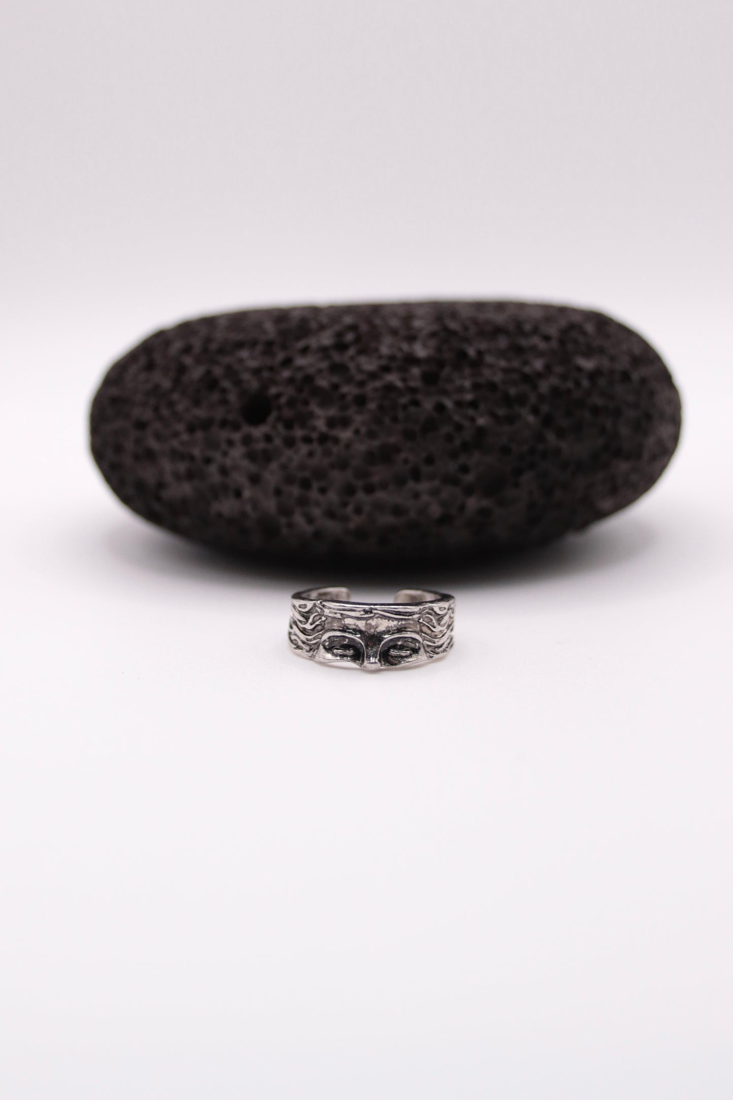 Silberfarbener Ring – Verstellbar | Griechisches Gesicht Streetwear Hip Hop Artcore