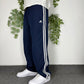 Adidas vintage Trackpants Three Stripes baggy Fit Jogginghose blau L