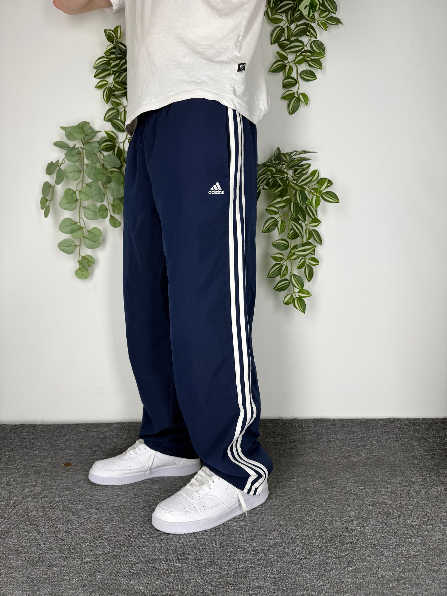 Adidas vintage Trackpants Three Stripes baggy Fit Jogginghose blau L