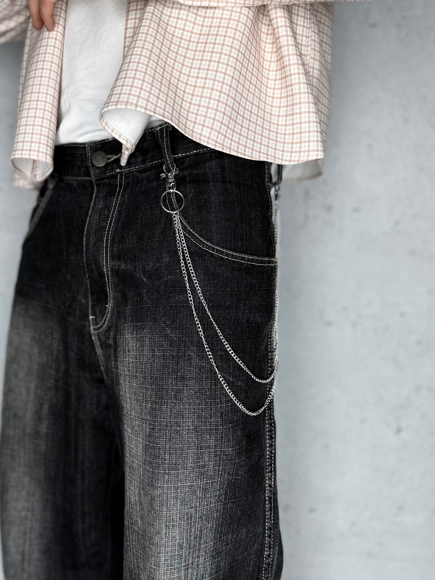 "Two-Layer" silber Hosenkette Streetwear Y2K Schmuck Fashion Accesoires