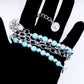 "Blue Reign" - Silberne Hosenkette mit türkisfarbenen Perlen - stylisches Accessoire Y2K