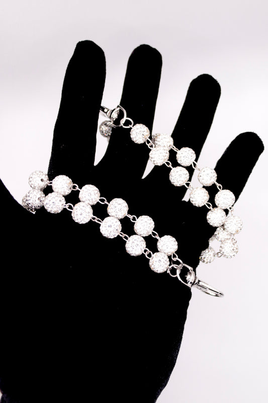 „Crystal Sphere“ Doppellagige Strass-Hosenkette Iced Out