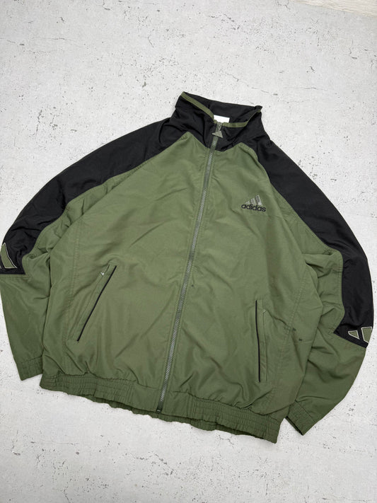 Adidas vintage Trackjacket Windbreaker Jacke big Logo grün schwarz XL