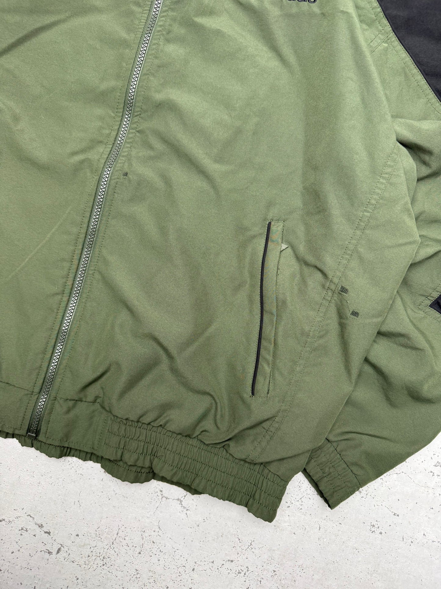 Adidas vintage Trackjacket Windbreaker Jacke big Logo grün schwarz XL