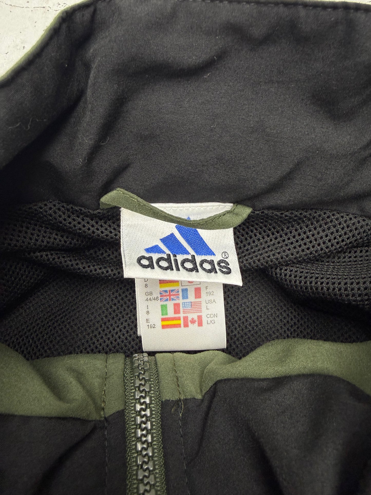 Adidas vintage Trackjacket Windbreaker Jacke big Logo grün schwarz XL