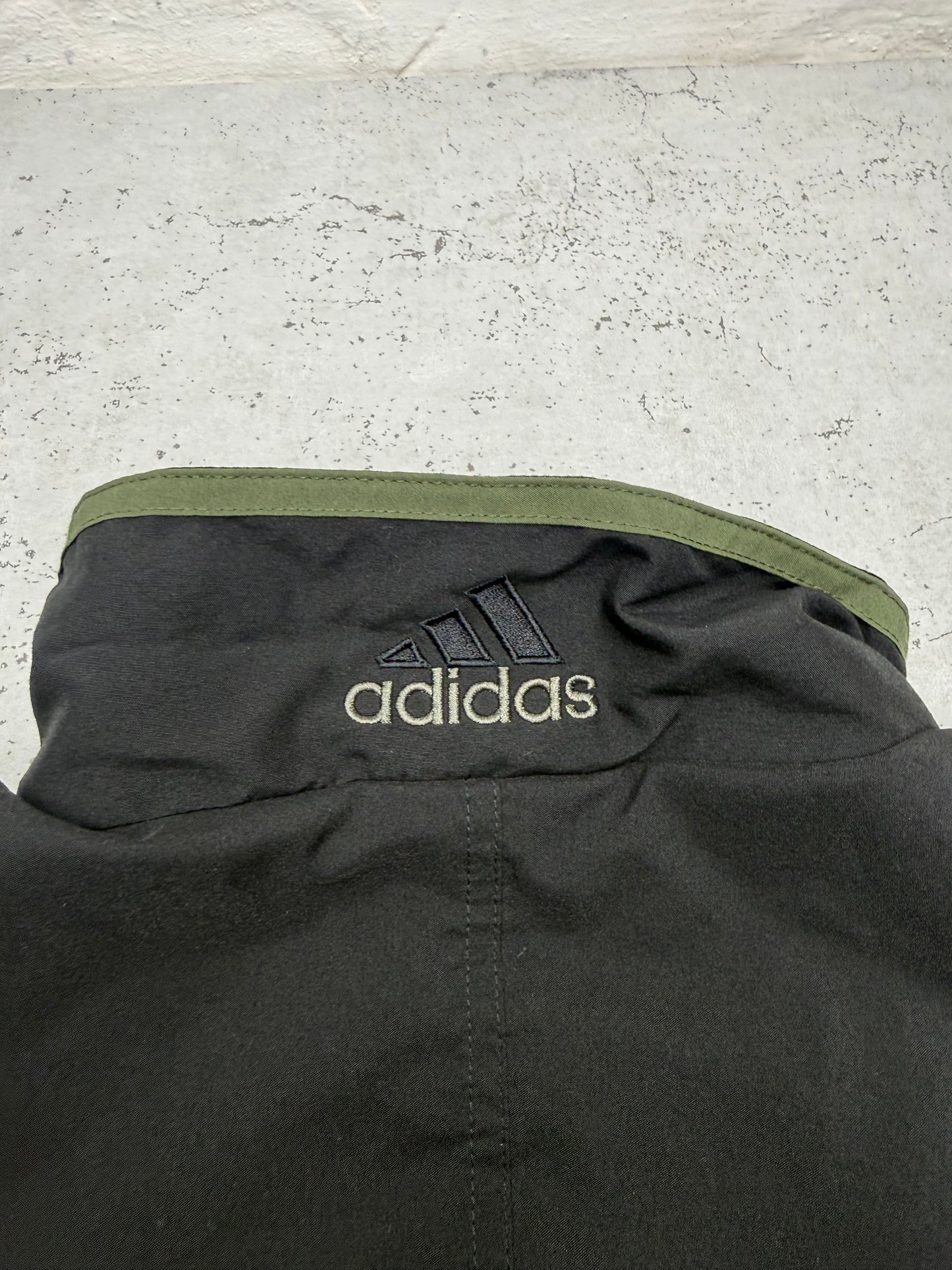 Adidas vintage Trackjacket Windbreaker Jacke big Logo grün schwarz XL
