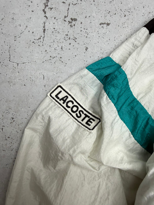 Lacoste vintage Trackjacket Windbreaker Flowers Jacke weiß M
