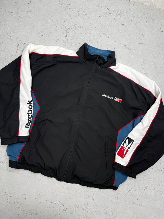 Reebok vintage big Logo Trackjacket Windbreaker Jacke schwarz XL
