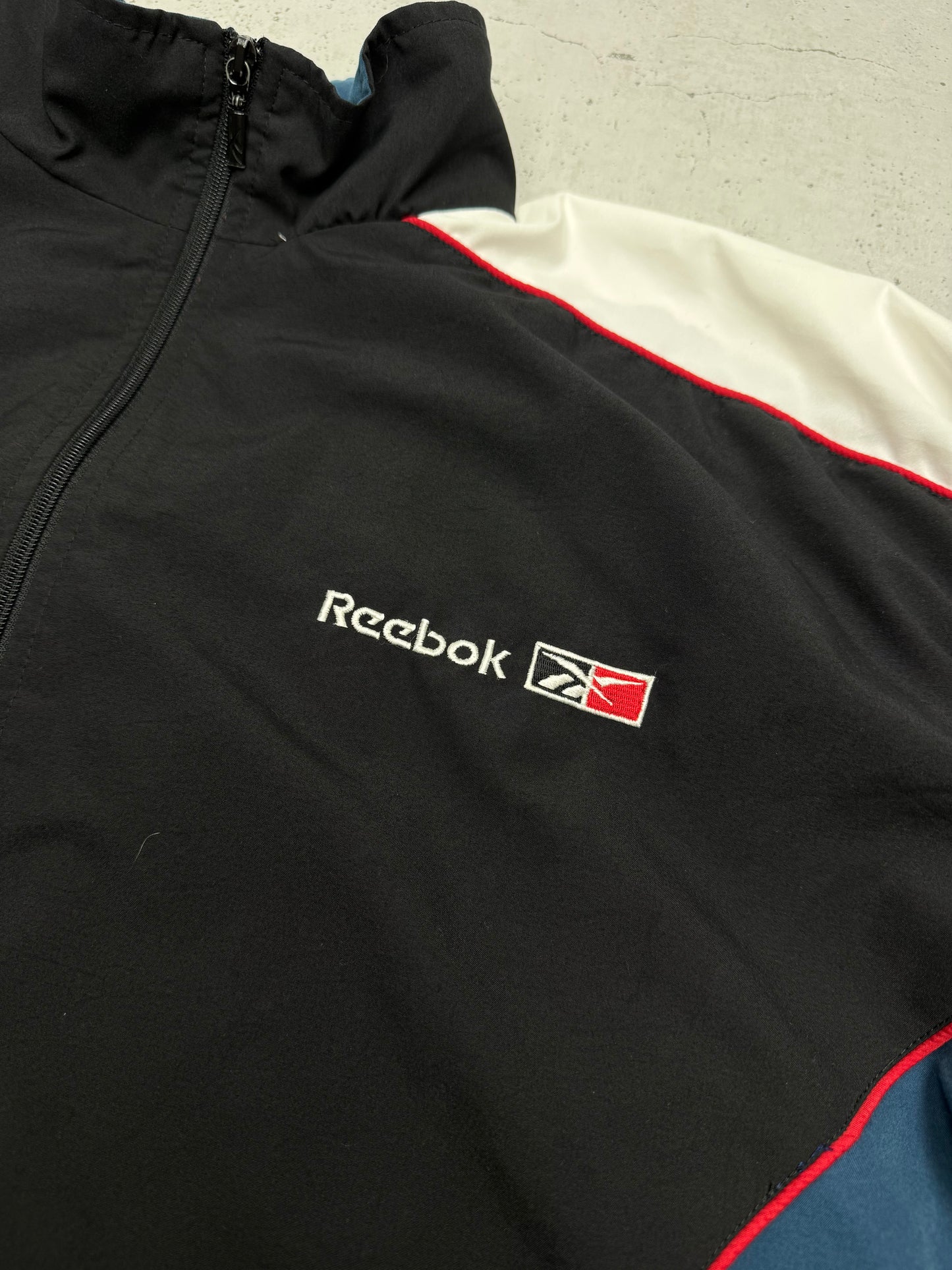 Reebok vintage big Logo Trackjacket Windbreaker Jacke schwarz XL
