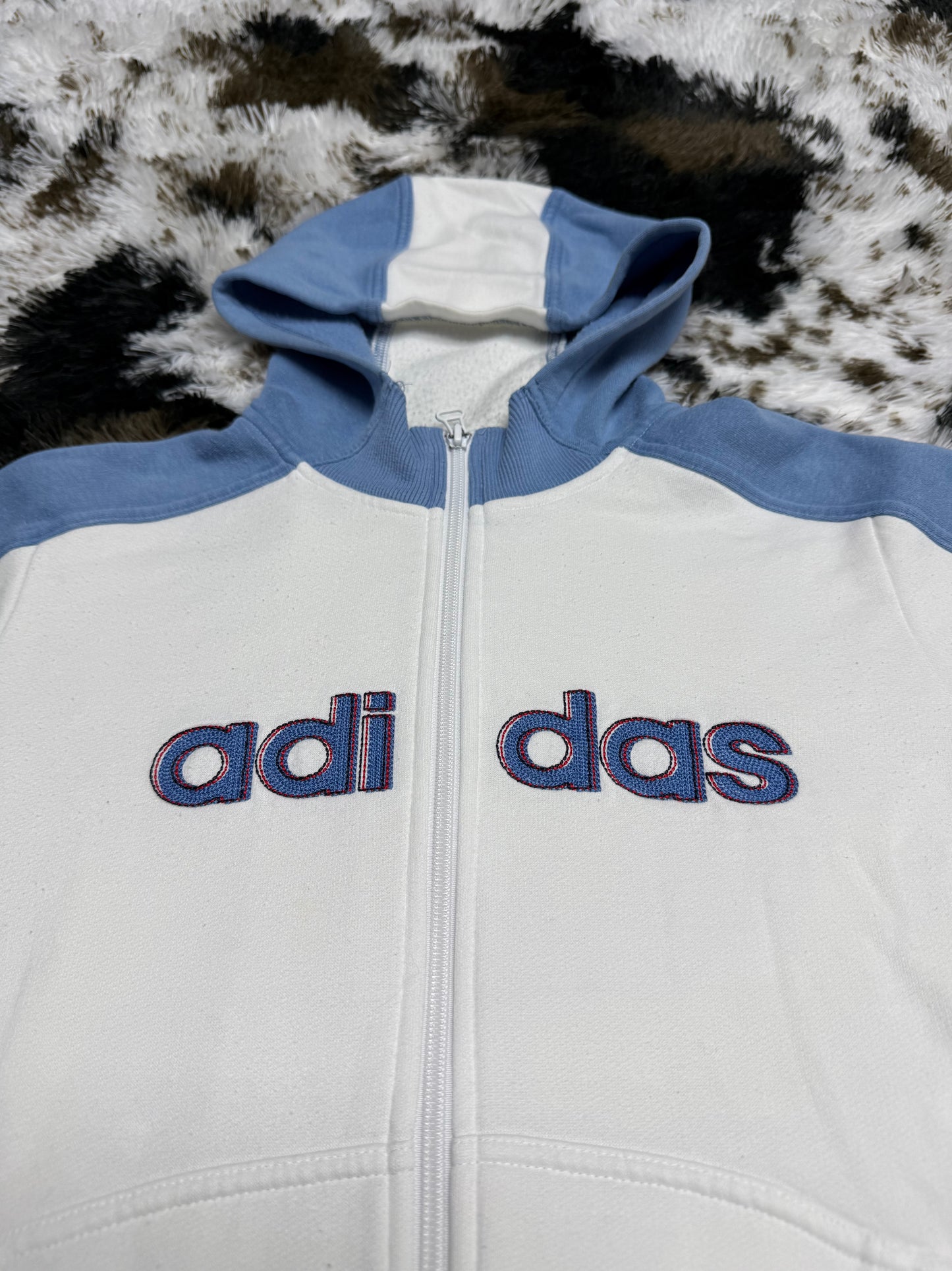 Adidas vintage big Logo embroidered Y2K Zipper Kapuzenjacke Hoodie M