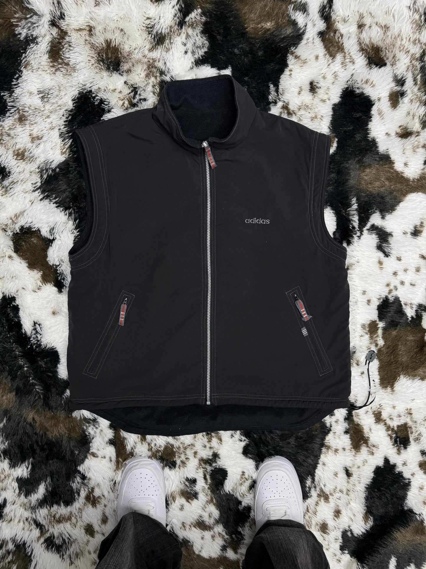 Adidas vintage oversized Weste Wendejacke 2in1 Fleece Shell Jacke M