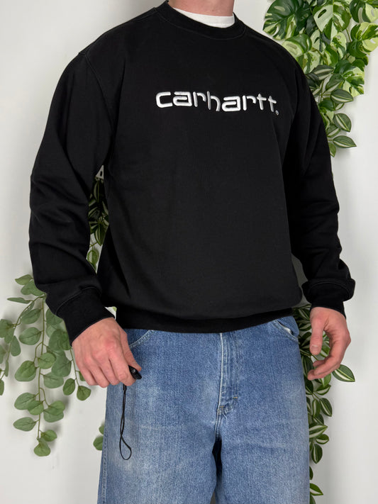 Carhartt vintage big Logo Sweatshirt Sweater Crewneck schwarz L