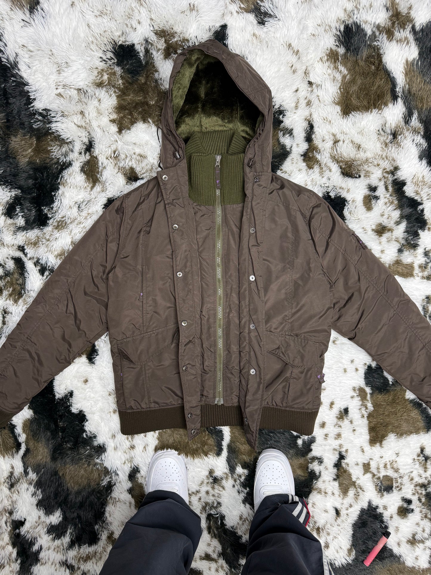 Vintage Y2K Winterjacke Japan Style Streetwear Utility Jacket gefüttert kuschelig XL