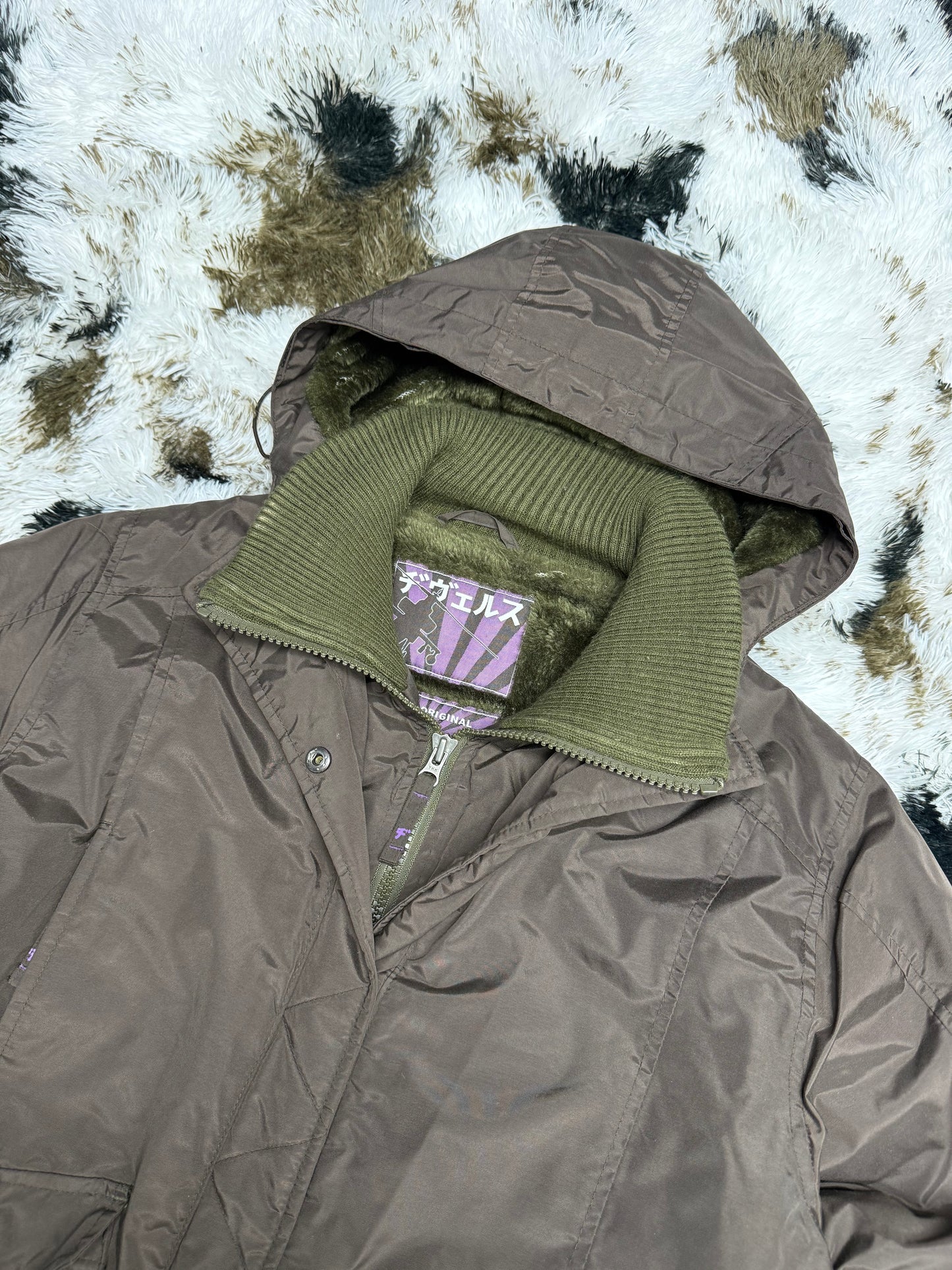 Vintage Y2K Winterjacke Japan Style Streetwear Utility Jacket gefüttert kuschelig XL