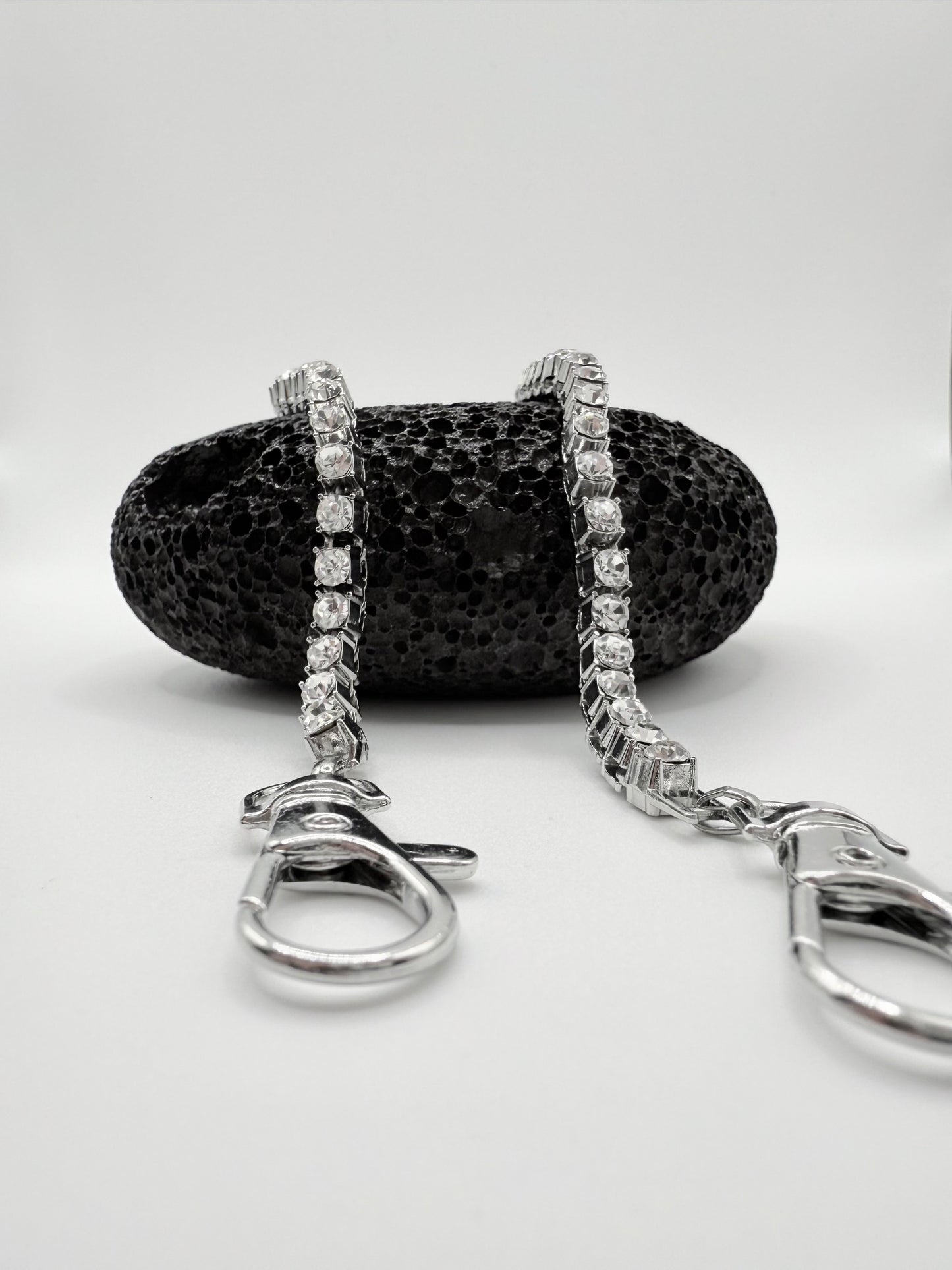 “Diamond Shine” Hochwertige Silber-Hosenkette Kristalle Premium Streetstyle Y2K Iced Out