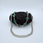 “Green Orbit” Silber-Hosenkette mit smaragdgrünen Kristallen hochwertiger Streetstyle Y2K