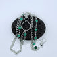 “Green Orbit” Silber-Hosenkette mit smaragdgrünen Kristallen hochwertiger Streetstyle Y2K