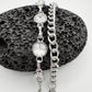 “White Orbit” Silber-Hosenkette mit weißen Kristallen hochwertiger Streetstyle Y2K