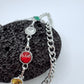 “Multicolor Orbit” Silber-Hosenkette mit weißen Kristallen hochwertiger Streetstyle Y2K