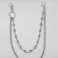 “White Orbit” Silber-Hosenkette mit weißen Kristallen hochwertiger Streetstyle Y2K