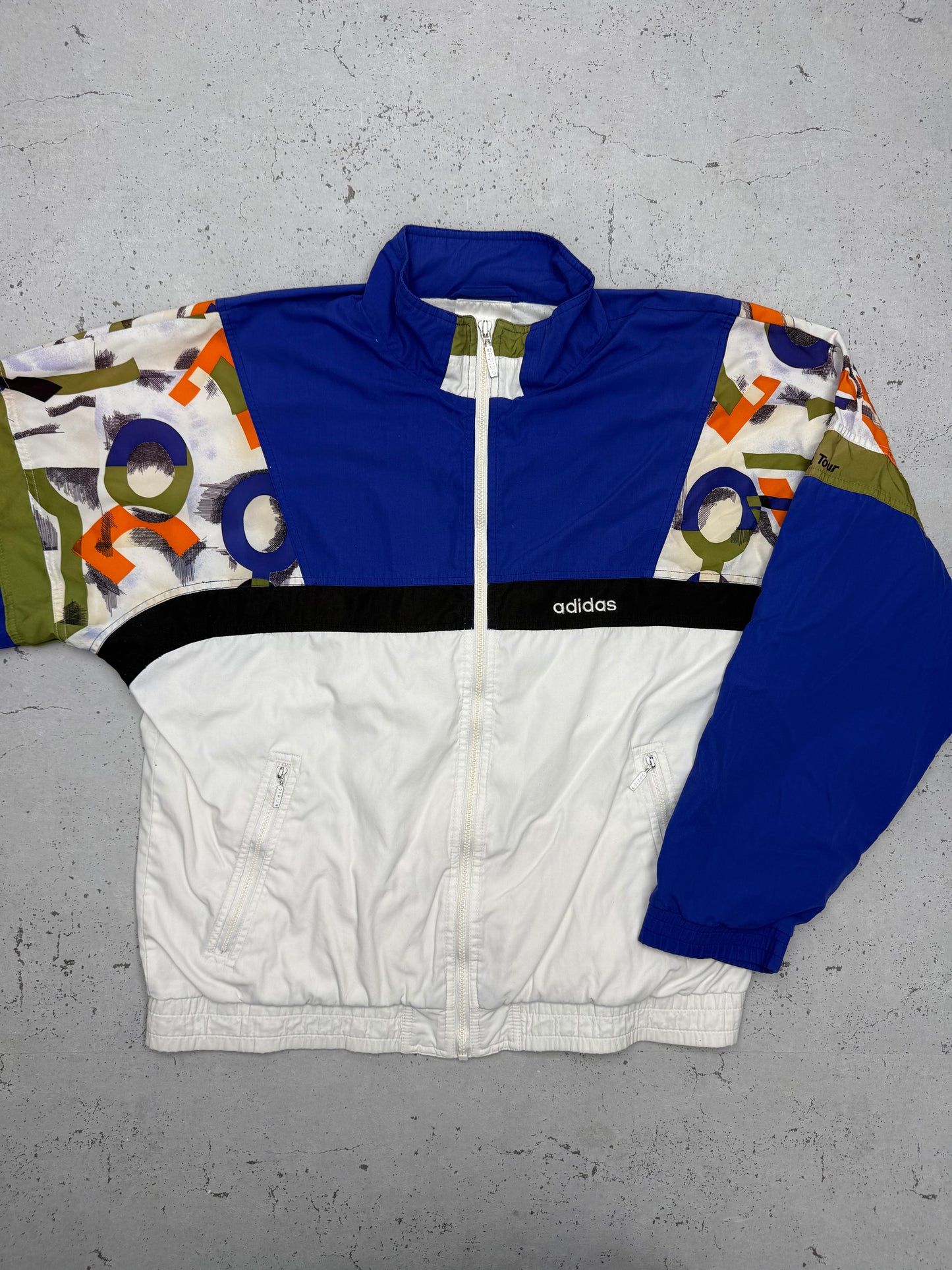 adidas vintage Trainingsjacke Windbreaker 80s blau abstrakt ART M