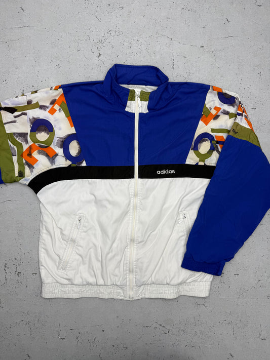 adidas vintage Trainingsjacke Windbreaker 80s blau abstrakt ART M