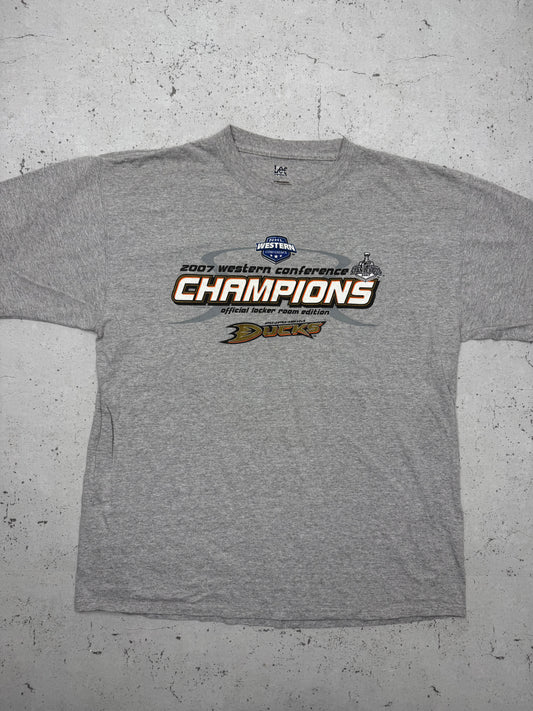 Lee Sport NHL vintage Anaheim Ducks Champions Eishockey T-Shirt grau XL
