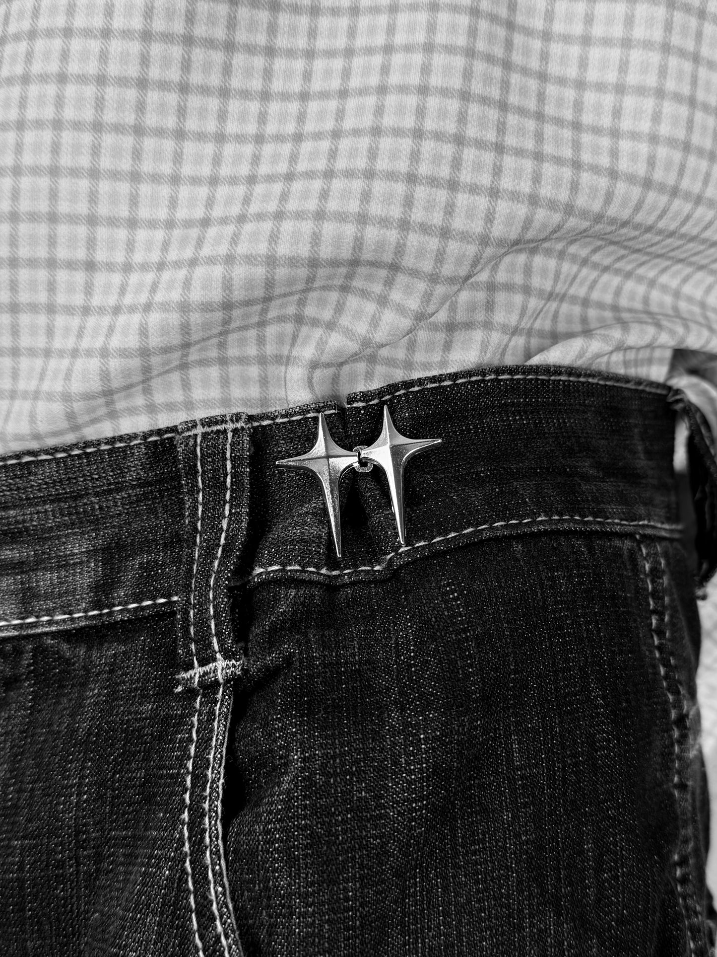 StarHold Clips Silber – 4er Set – Jeans & Jacken enger machen / croppen Y2K Gürtel