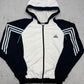 Adidas vintage Trainingsjacke mit Kapuze leicht gefüttert weiß S