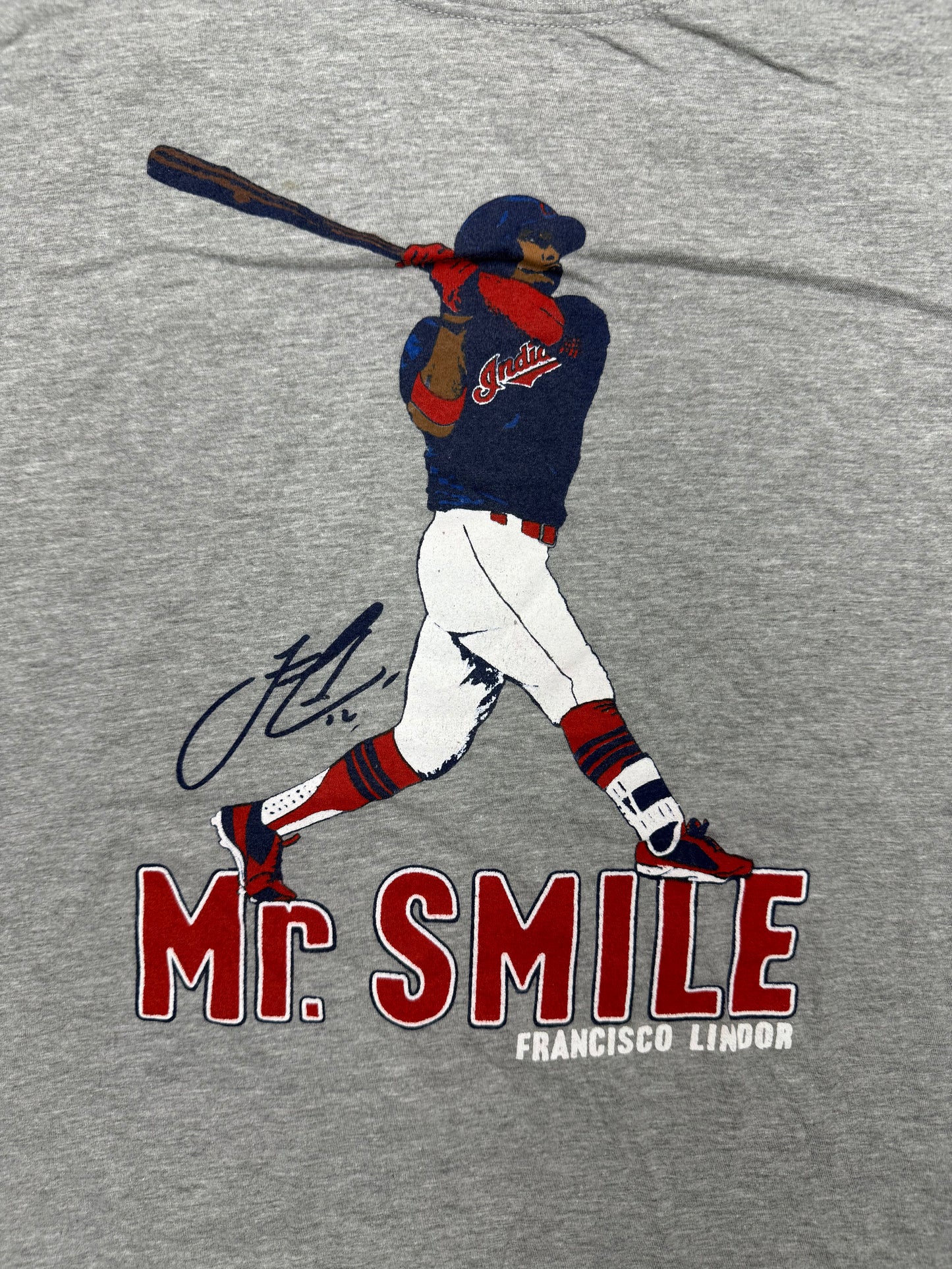 Vintage Francisco Lindor Mr. Smile MLB Baseball T-Shirt grauL