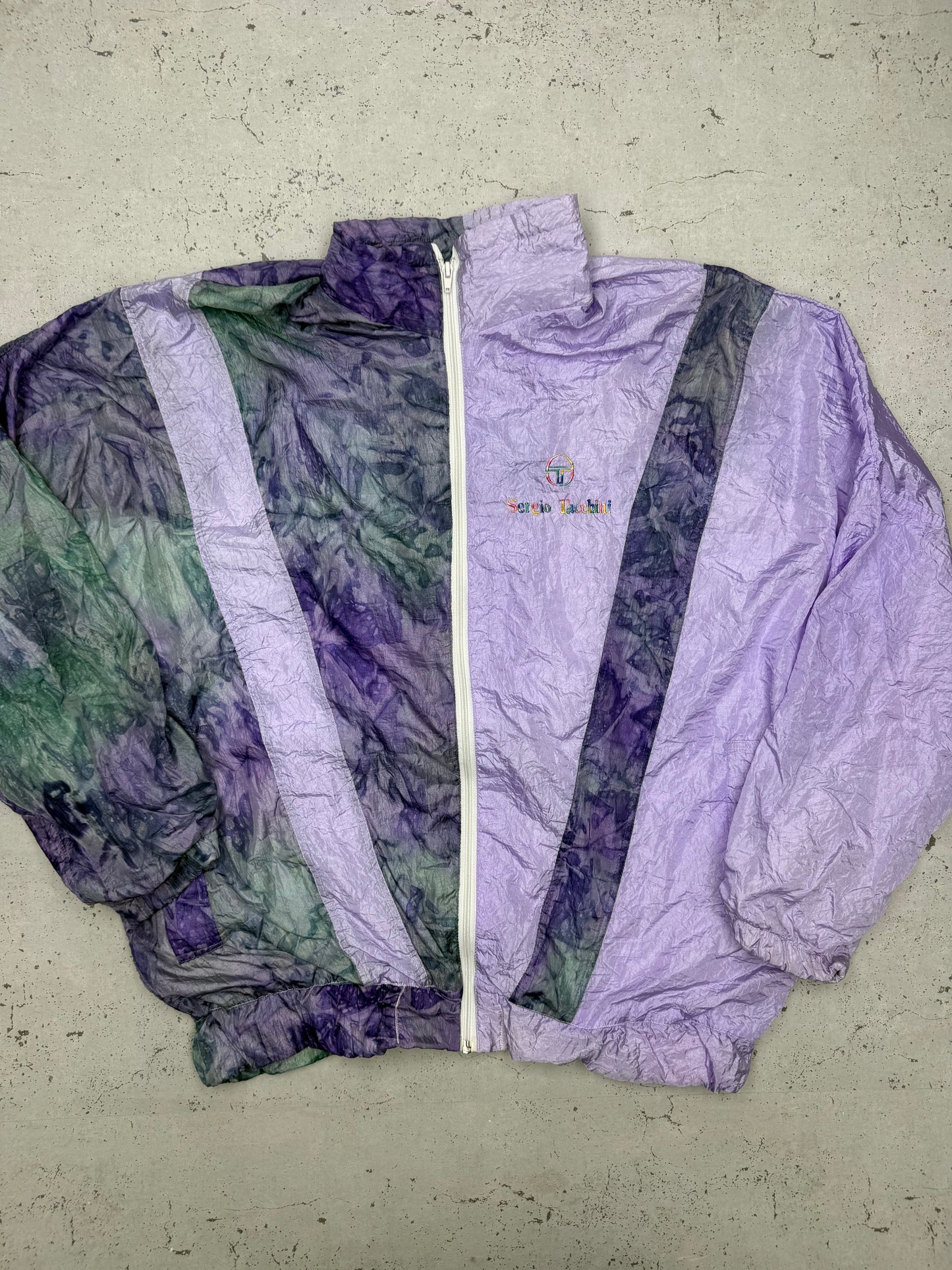 Sergio Tacchini vintage Shellsuit-Jacke lila Windbreaker Trackjacket 80s XL