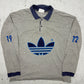 adidas vintage Langarm-Polo grau Rugbyshirt L